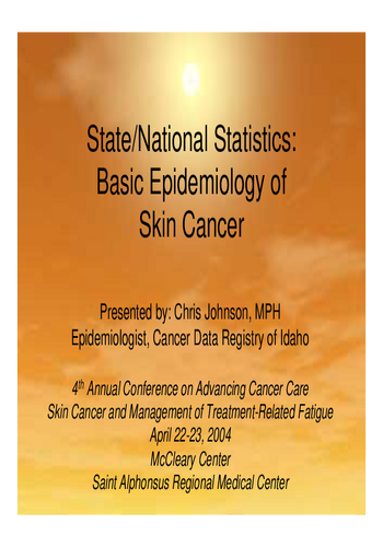 Basic Epidemiology Of Skin Cancer